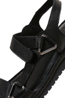 Women's Black Ankle Strap Leather Comfort Sandals | Derimod