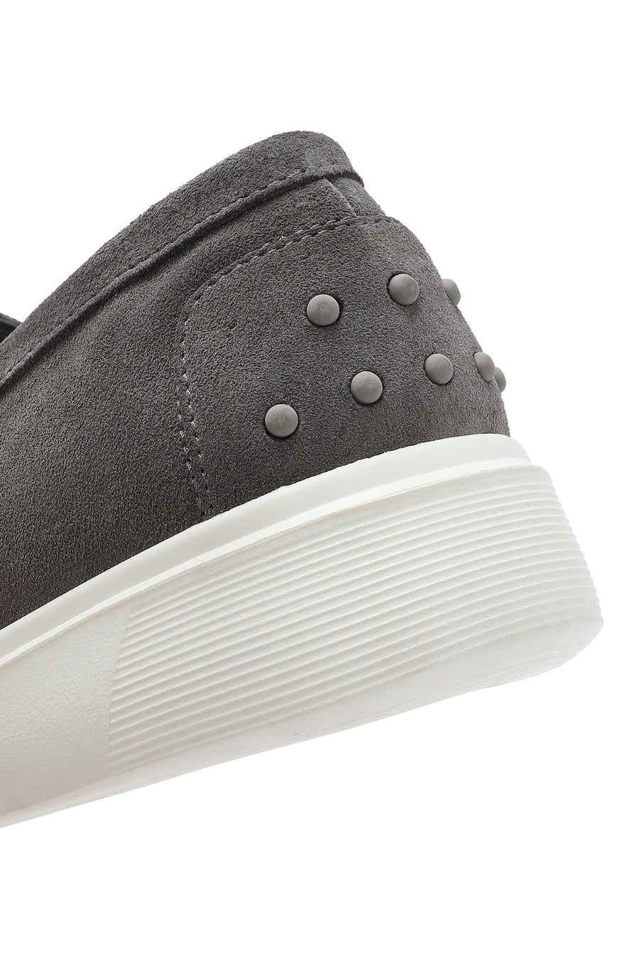 Erkek Gri Kalın Tabanlı Süet Deri Casual Loafer