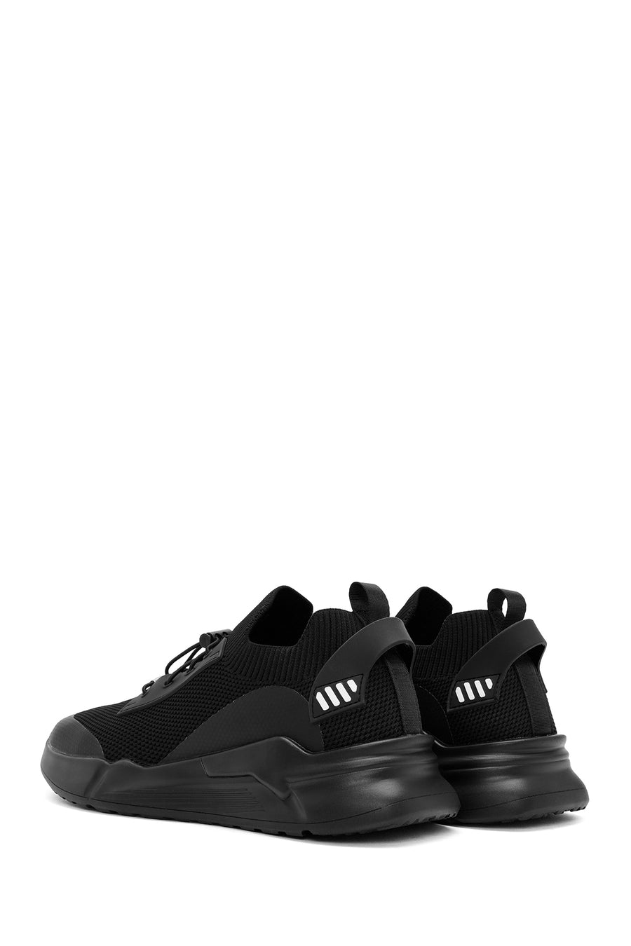 Men's Black Lace-Up Fabric Sneakers