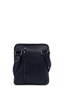 Men's Navy Leather Messenger Bag | Derimod