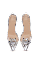Women's Silver Stone Heeled Shoes | Derimod