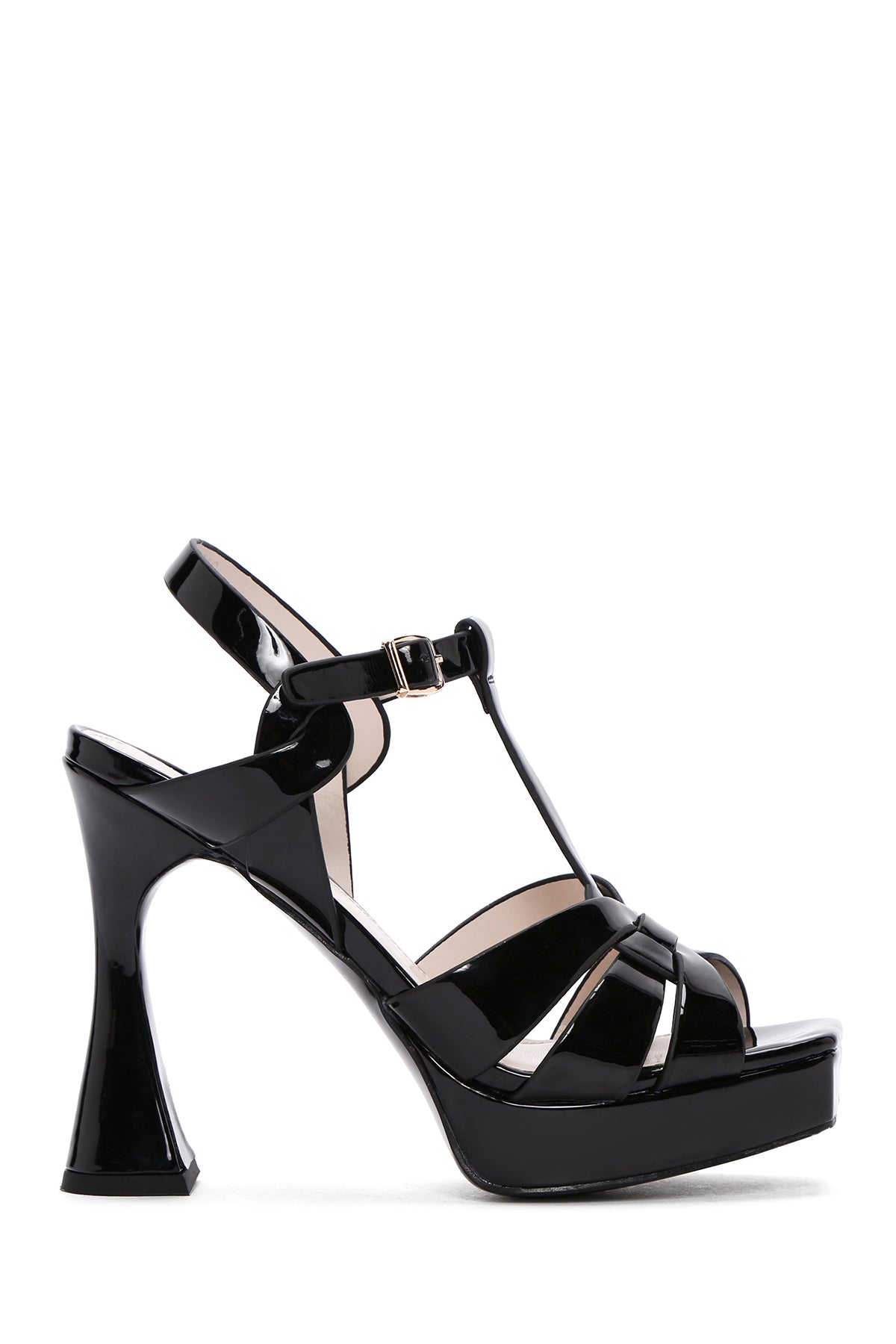 Women's Black Platform Heeled Ankle Strap Sandals 24SFE401316 | Derimod