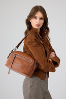 Anita Women's Brown Oversize Short Suede Leather Jacket | Derimod