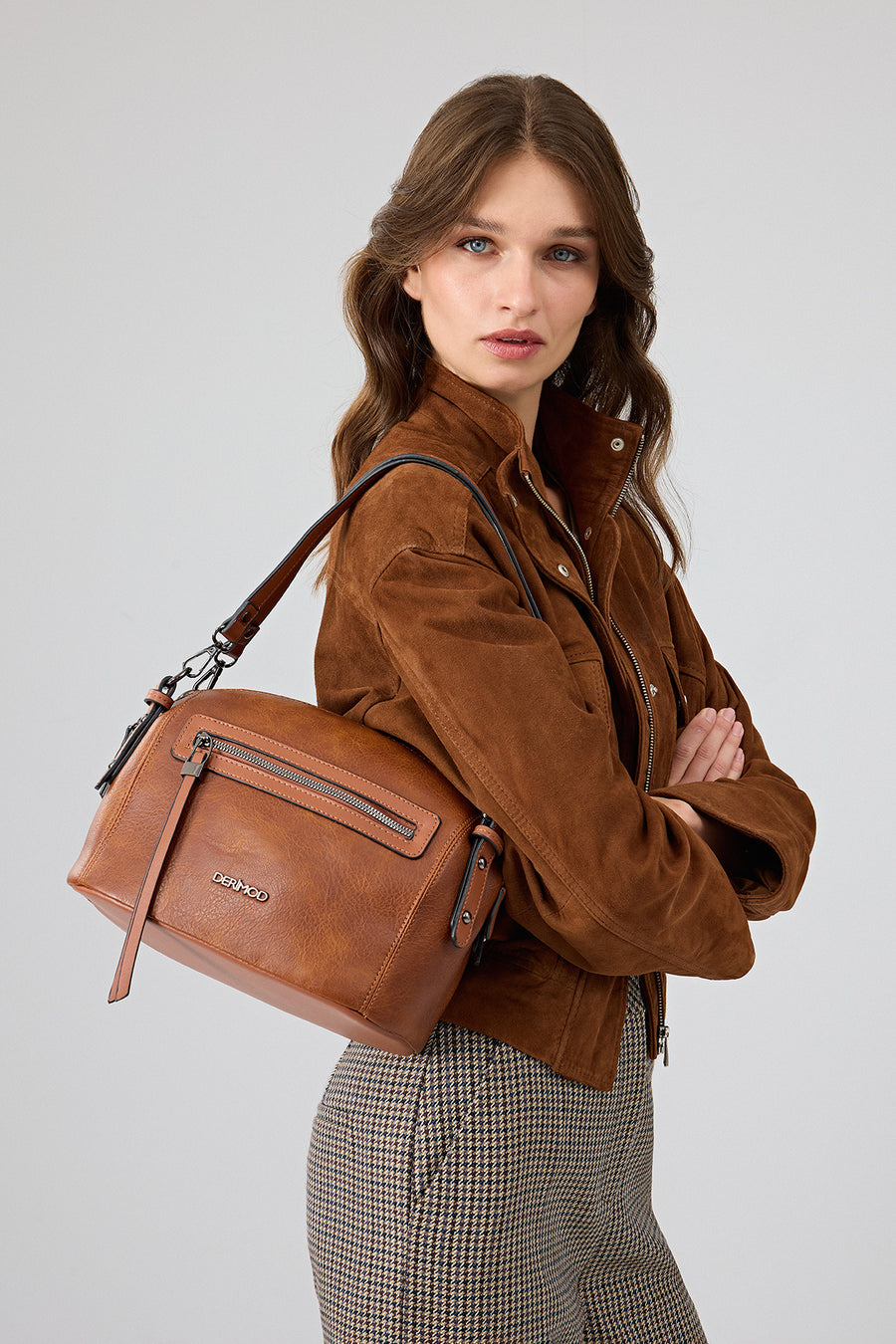 Anita Women's Brown Oversize Short Suede Leather Jacket