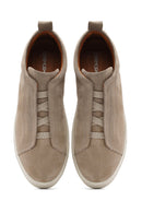 Men's Beige Suede Leather Sneaker | Derimod