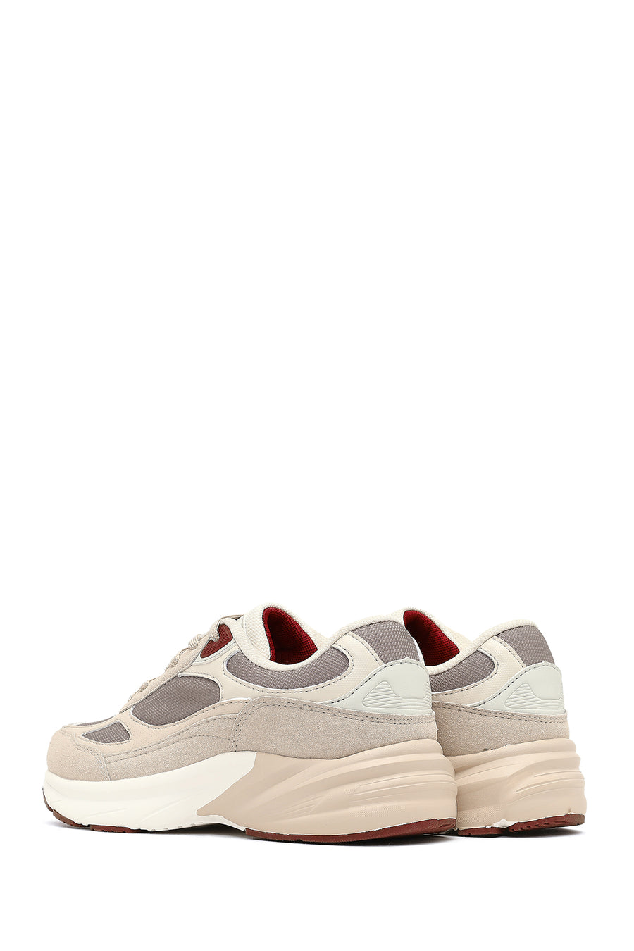 Kadın Bej Bağcıklı Kalın Tabanlı Sneaker