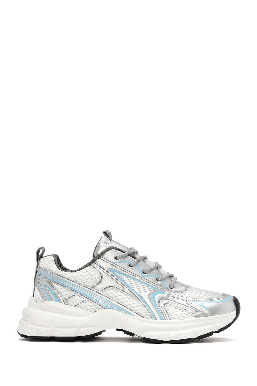 Kadın Mavi Kalın Tabanlı Bağcıklı Sneaker