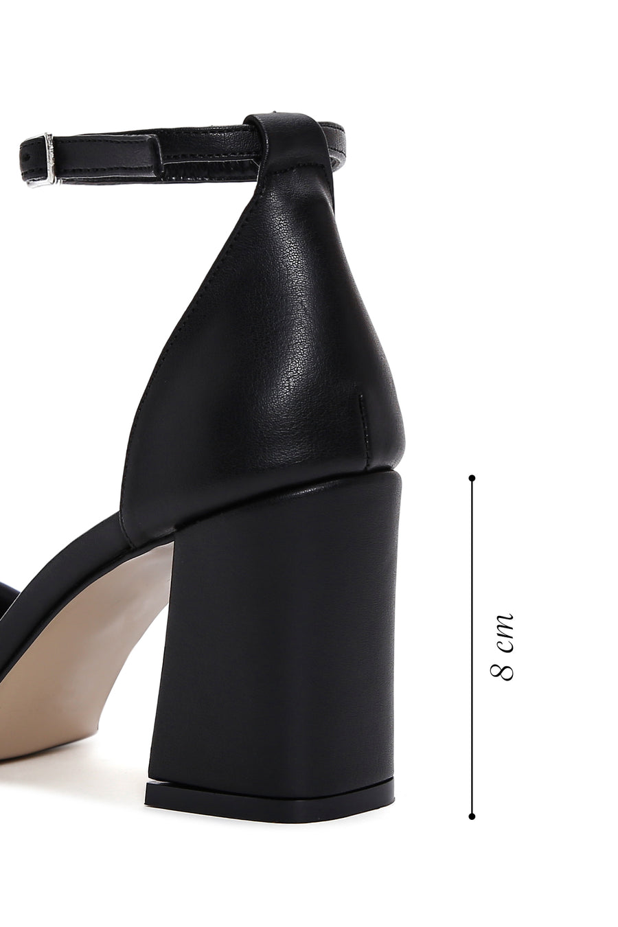 Women's Black Ankle Strap Thick Heel Sandals