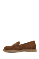 Women's Tan Suede Leather Loafer | Derimod