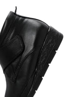 Women's Black Leather Wedge Heeled Boots | Derimod