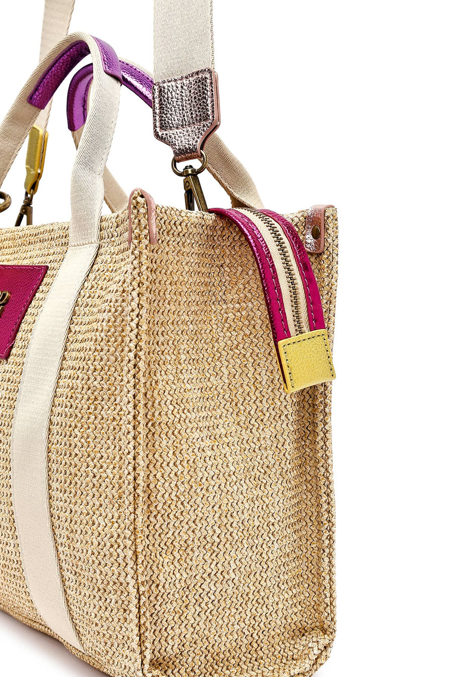 Women's Beige Long Strap Straw Shoulder Bag
