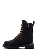 Harley Davidson Women's Black Printed Leather Rebel Boots | Derimod