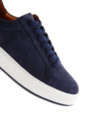 Men's Navy Blue Suede Leather Thick Soled Sneaker | Derimod