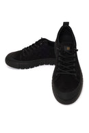 Erkek Siyah Bağcıklı Kalın Tabanlı Nubuk Deri Sneaker | Derimod