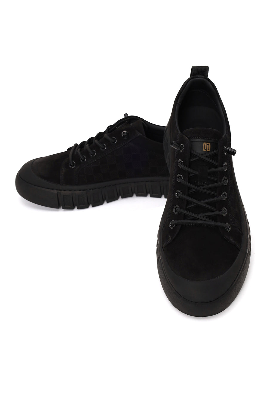 Erkek Siyah Bağcıklı Kalın Tabanlı Nubuk Deri Sneaker