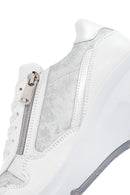 Women's White Wedge Heeled Lace-up Leather Sneaker | Derimod