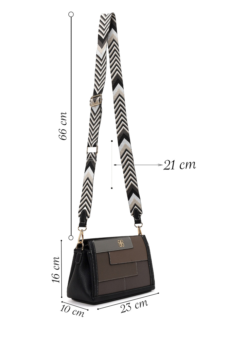 Woman Black Long-Strap Crossbody Bag