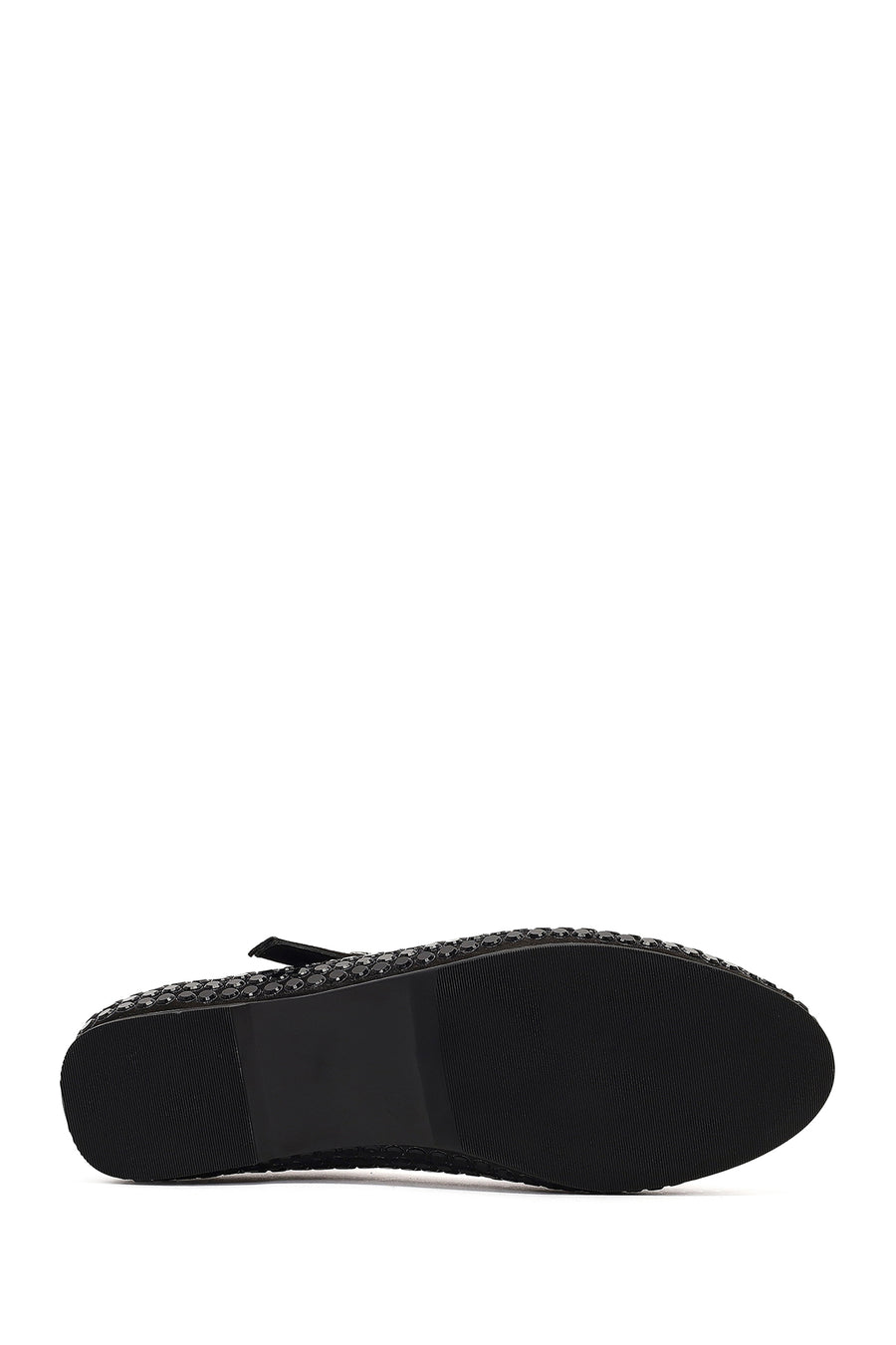 Women's Black Stone Leather Ballet Flats
