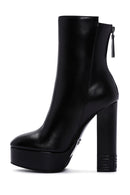 Women's Black High Heeled Platform Leather Boots | Derimod