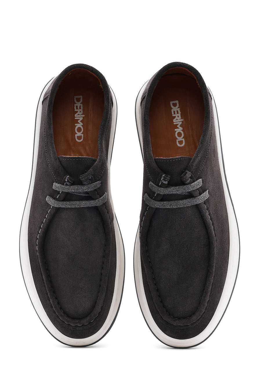 Men's Gray Lace-up Suede Leather Casual Shoes