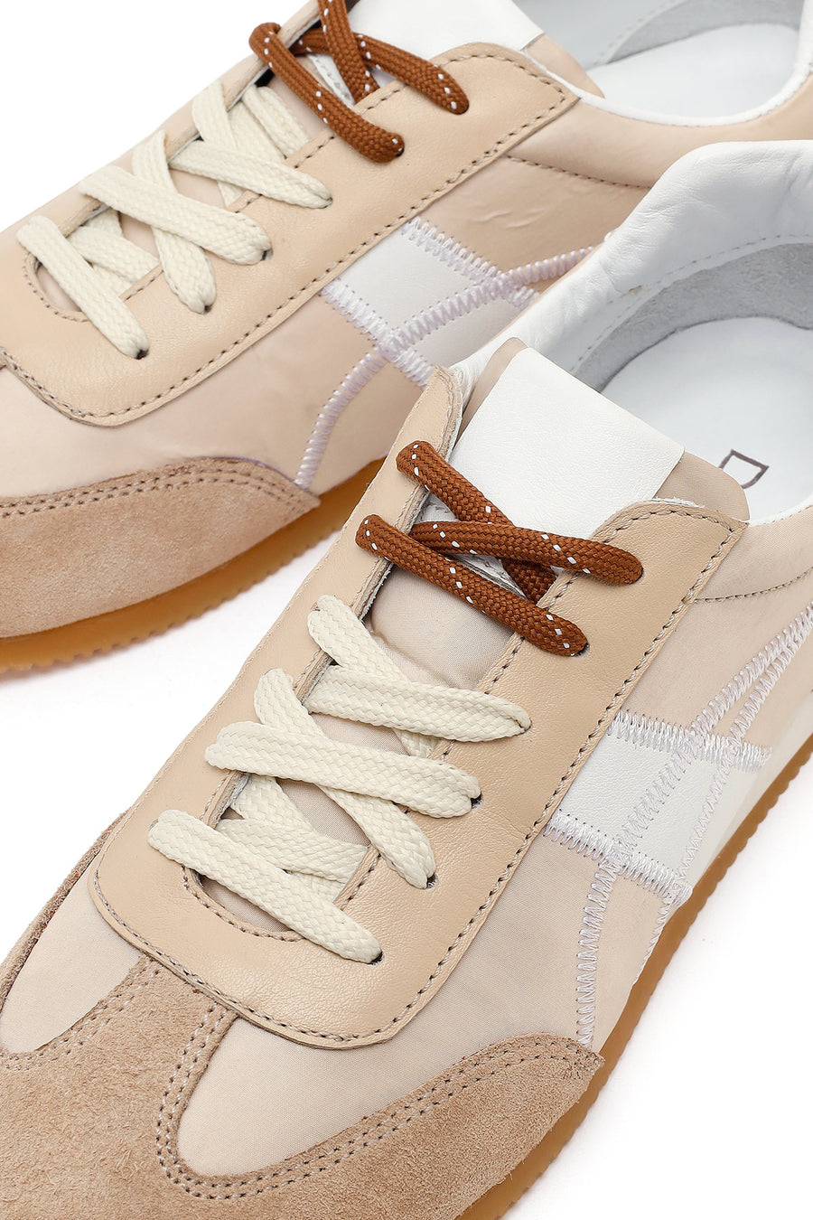 Women's Beige Lace-up Leather Sneaker