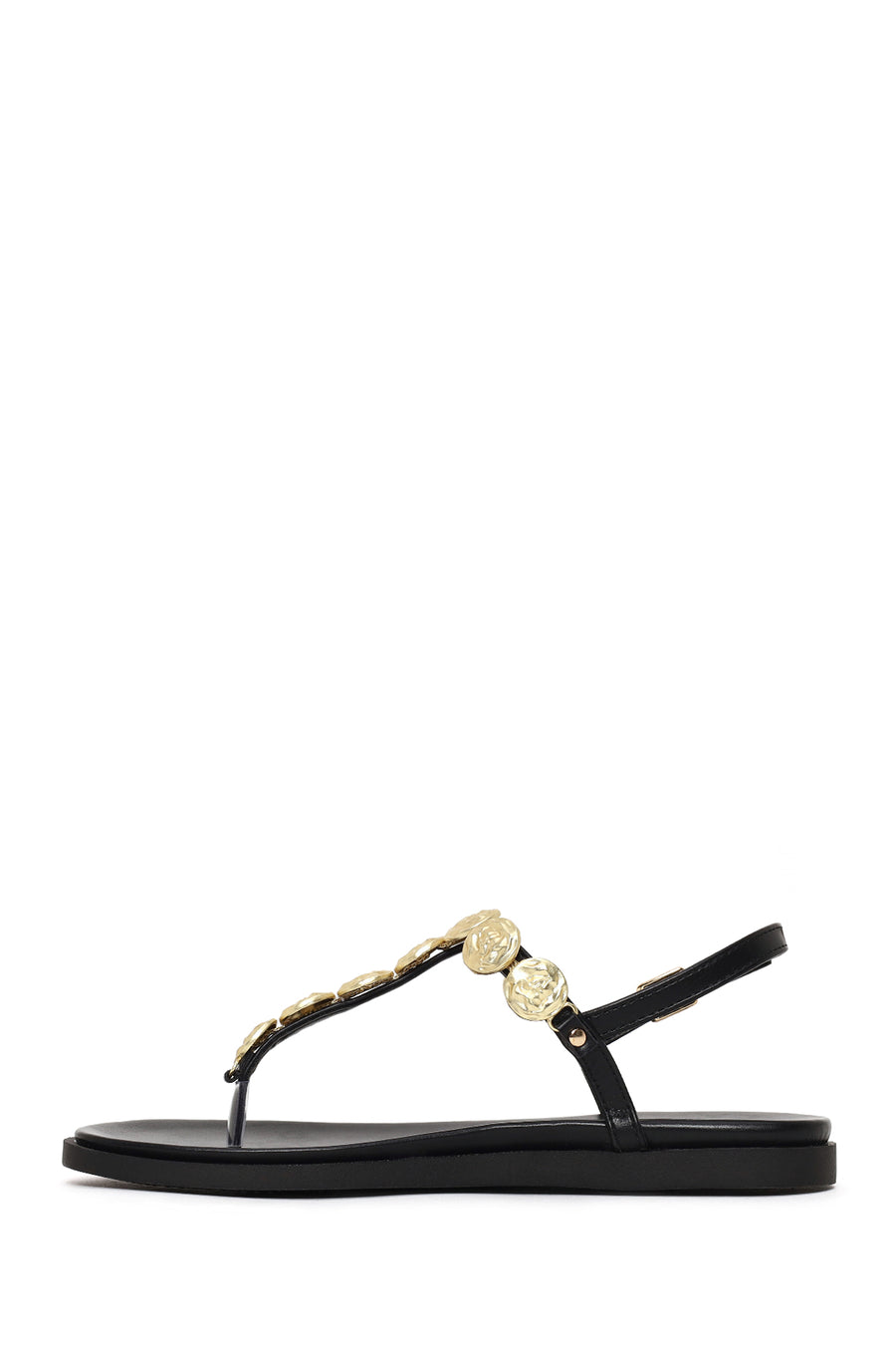 Woman Black Buckled Toe-Post Sandal