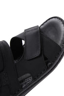 Men's Black Leather Sandals | Derimod