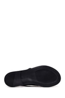 Woman Black Leather Sandal | Derimod