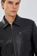 Travis Men's Black Leather Jacket | Derimod