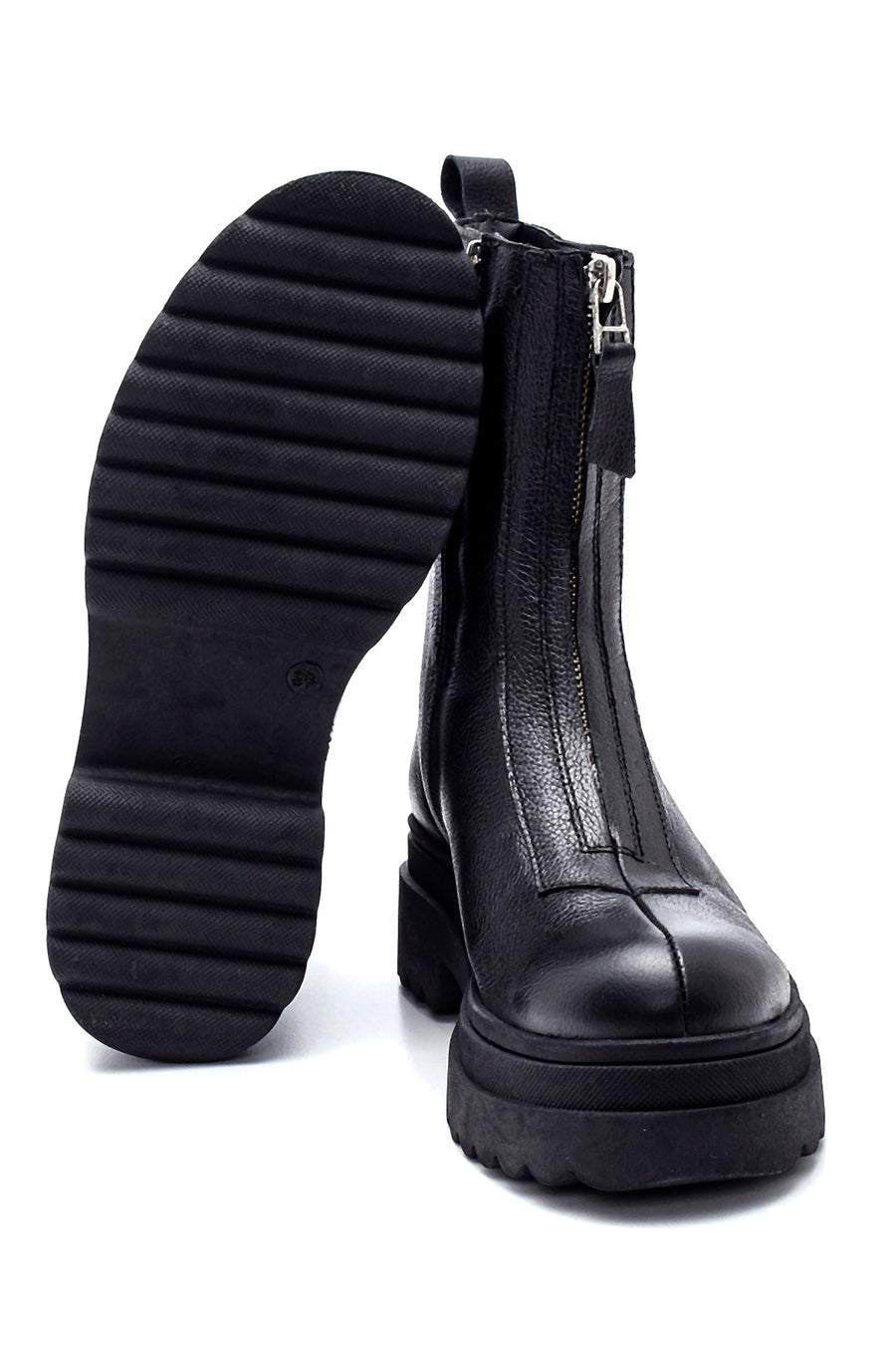 Women's Zippered Leather Boots