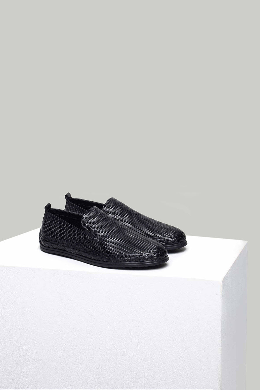 Black Men's Leather Espadrille
