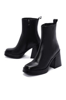 Women's Black Thick Heeled Leather Boots | Derimod