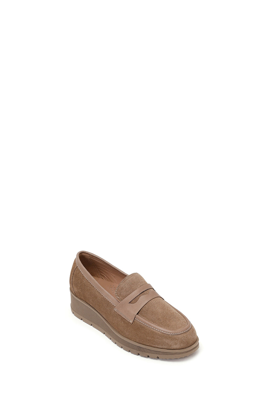 Woman Mink Wedge Heel Suede Comfort Loafer