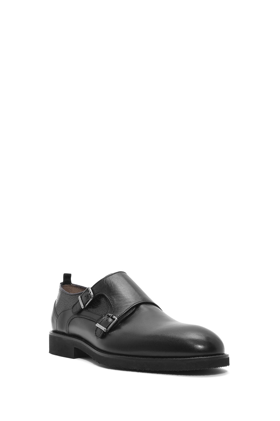 
Men's Black Double Buckle Leather Classic Shoe
