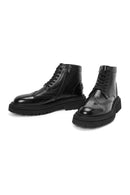 Men's Black Zippered Leather Casual Boots | Derimod