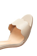 Women's Beige Leather Heeled Sandals | Derimod