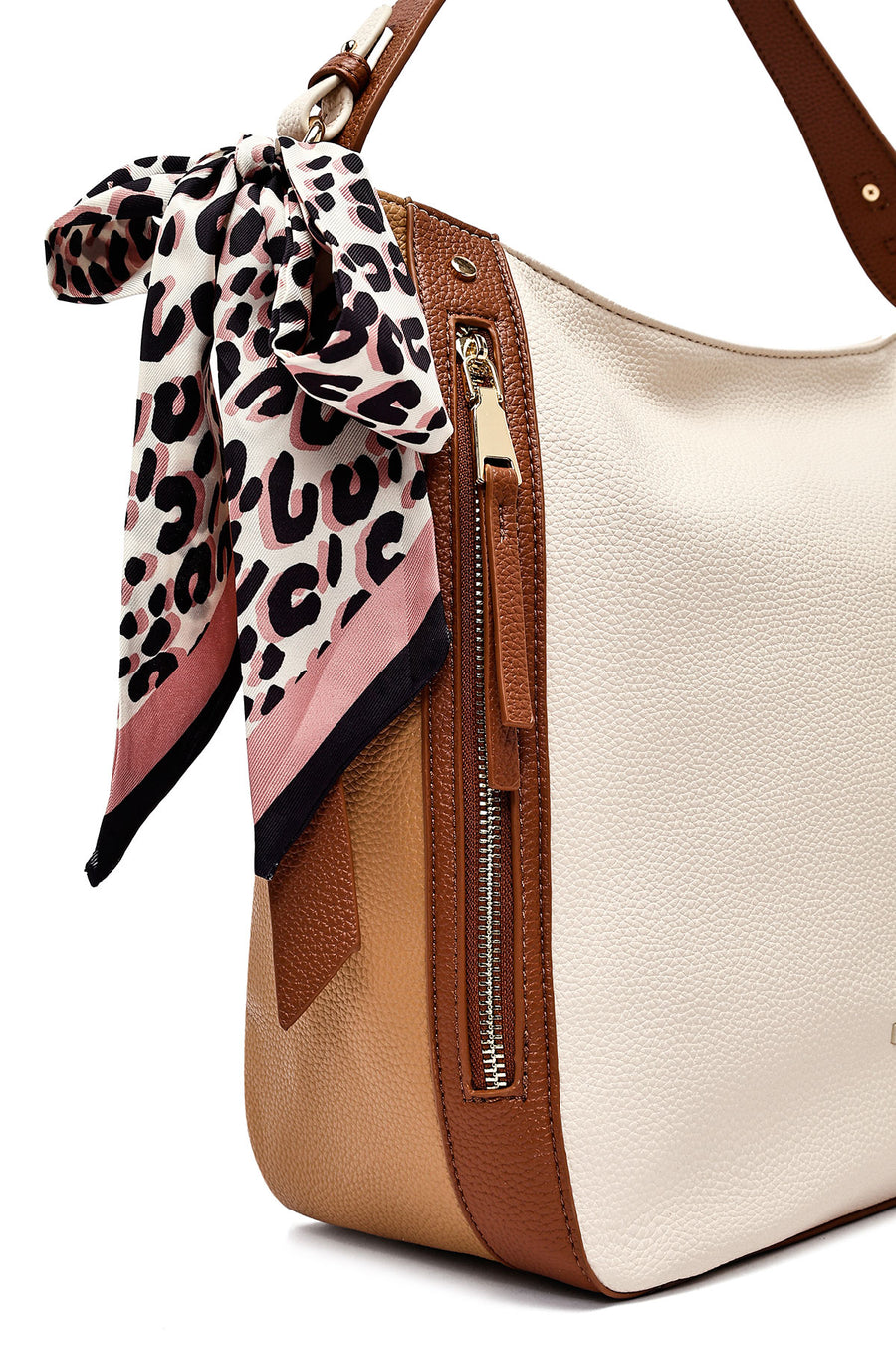 Women's Beige Long Strap Classic Shoulder Bag