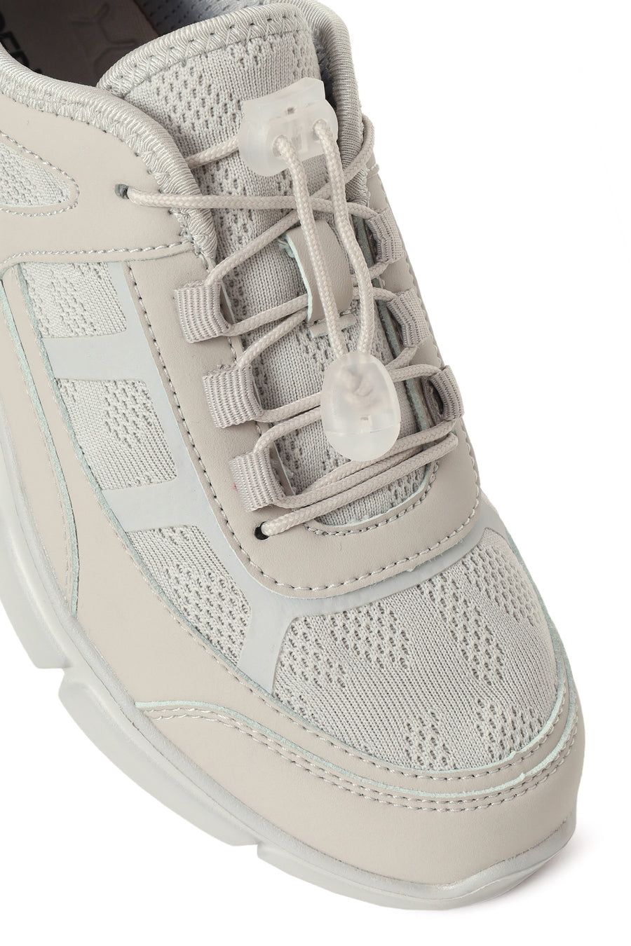 Woman Grey Lace-Up Chunky Sole Sneakers