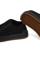 Male Black Lace-Up Thick-Soled Nubuck Leather Sneaker | Derimod