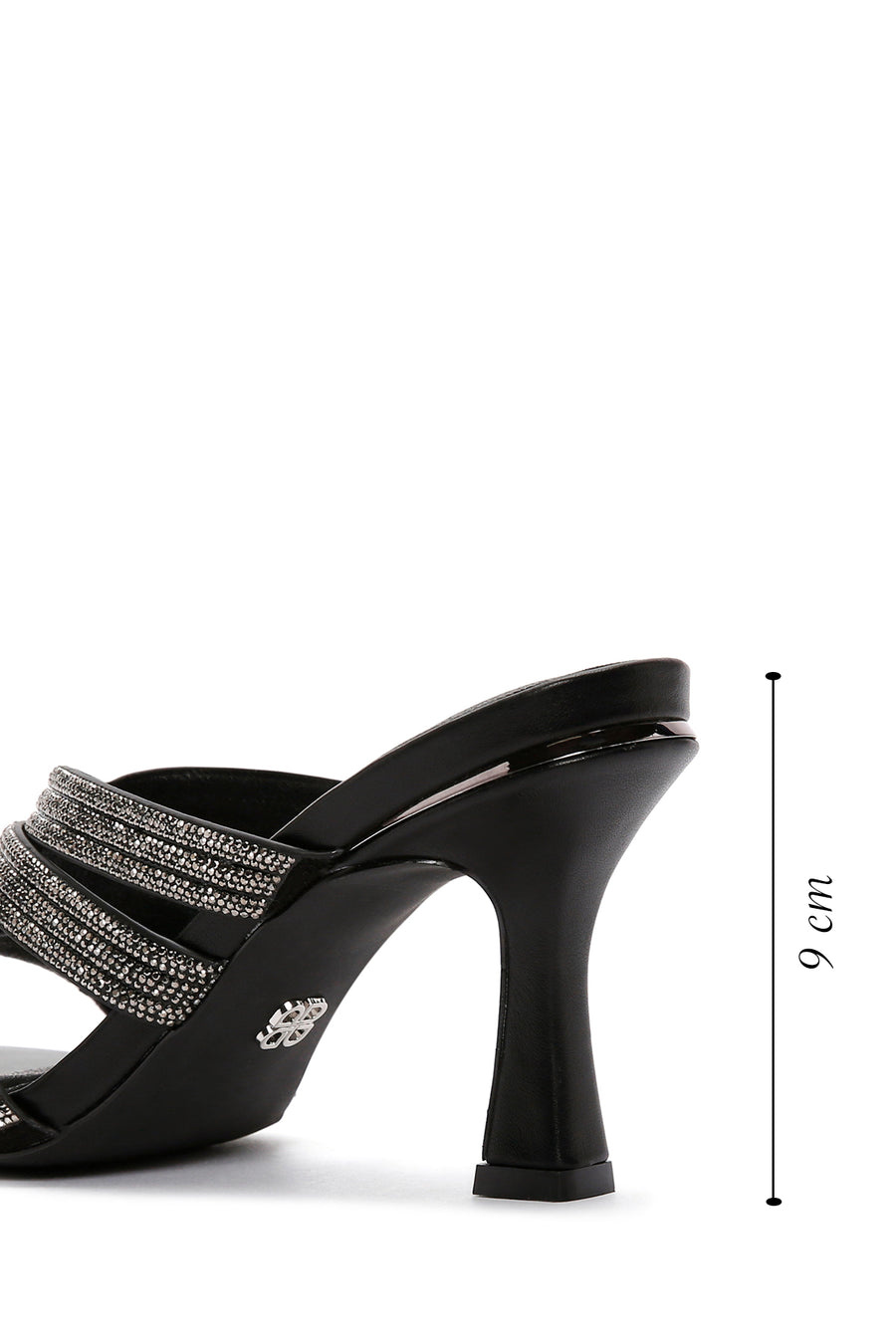 Women's Black Stone Thin Heeled Slippers