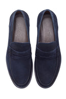 Men's Navy Blue Suede Leather Loafer | Derimod
