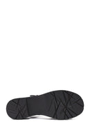 Women's Black Ankle Strap Thick Heel Leather Sandals | Derimod