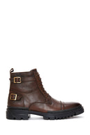 Men's Brown Leather Zippered Boots | Derimod