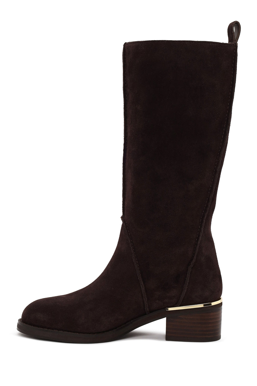 Woman Brown Short Thick-Heeled Suede Boots