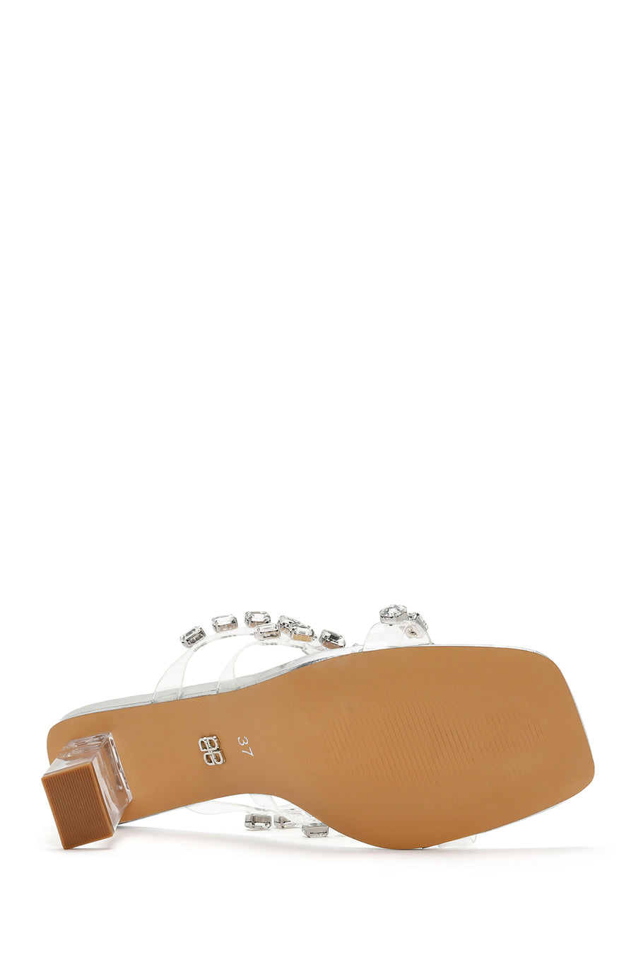 Women's Silver Transparent Thick Heeled Slippers