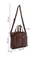 Men's Brown Long Strap Leather Briefcase | Derimod