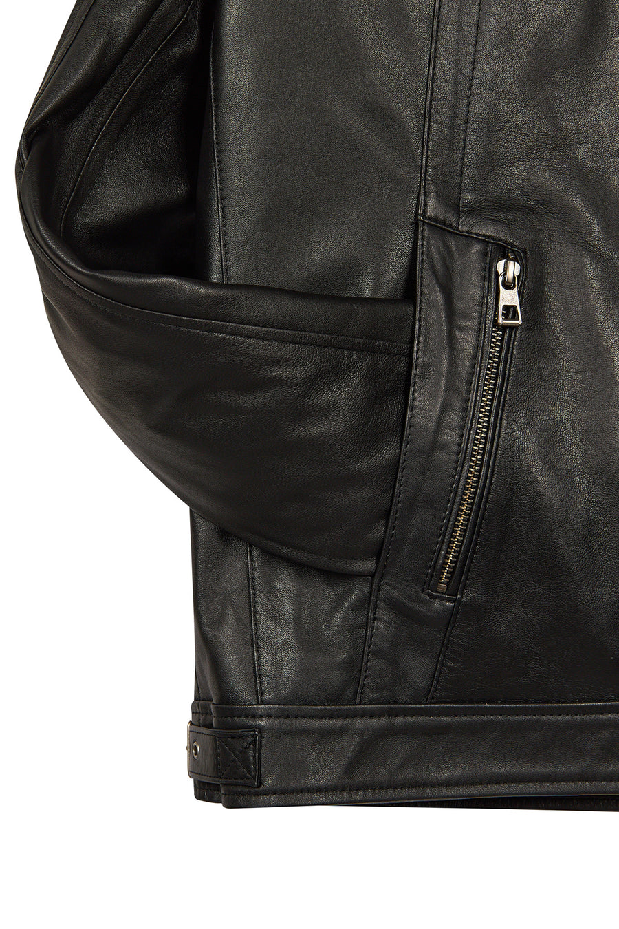 Lucas Male Black Mandarin Collar Leather Jacket