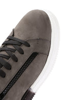 Men's Gray Lace-Up Nubuck Leather Sneaker | Derimod