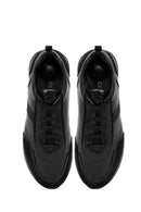 Woman Black Lace-Up Leather Sneaker | Derimod