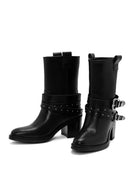 Women's Black Buckle Detailed Cowboy Boots | Derimod